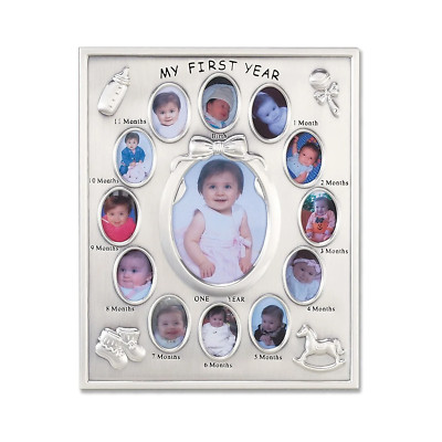 Silver-Plated First Year Frame for 12 Wallet & 1 3x5 Photos