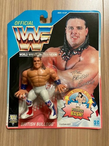 Hasbro WWF WWE British Bulldog 1992 US Blue card O...