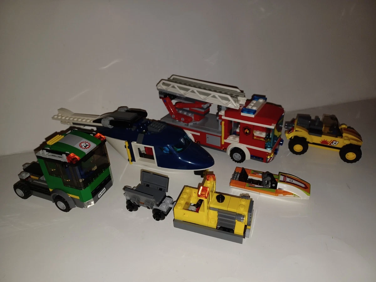 Lego Excavator Transport The Mine Fire Engine Truck Helicopter