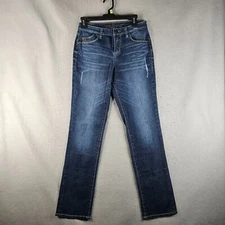 Jag Jeans Womens 4 Blue Denim Distressed Mid Rise Straight Leg Basic