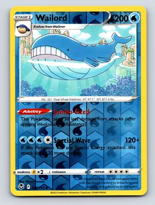 Stage 1 Wailord HP 200 Jumbo Sized Ability Special Wave Attack Blue | eBay