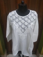 PROFICIENCY L 42 HANDMADE CHIKAN EMBROIDERY 100 COTTON TOP HANDMADE KURTA KURTI