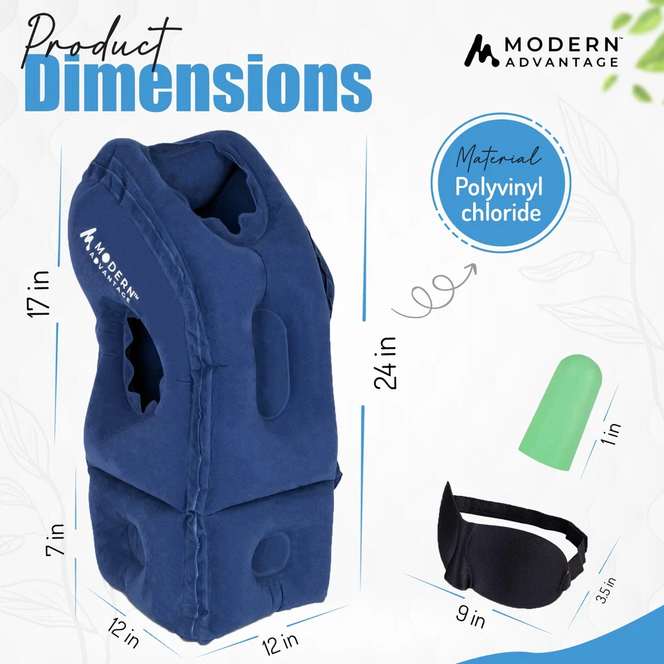 Inflatable Travel Pillow with Extra Bottom Pack of 2 (Blue) FREE SHIPPING - Image 3 of 4