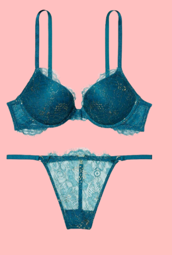 Victoria's Secret Very Sexy Shine Push-Up Bra&Panty set Lace Blue Sapphire NWT - Picture 45 of 52