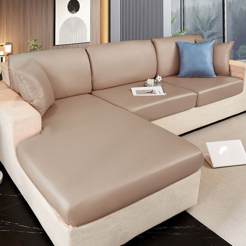 PU Leather Sofa Cushion Covers 1/2/3/4 Seater Waterproof Stretch Cover