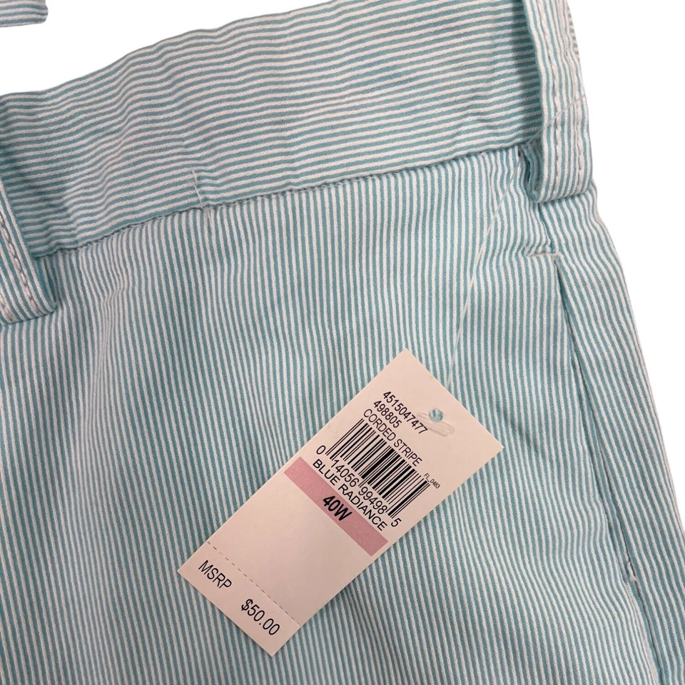 Шорты эластичные мужские Izod классический крой в полоску 10,5 дюйма внутренний шов цвет морской волны синий размер 40 - Изображение 2 из 4