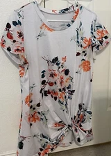 Women’s Floral Top With Twist Knot Accent (Multiple Colors)