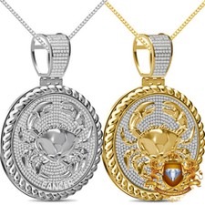 Genuine 1.50 Cwt. VVS/1 Moissanite Zodiac Sign Cancer Crab Charm Pendant  Chain
