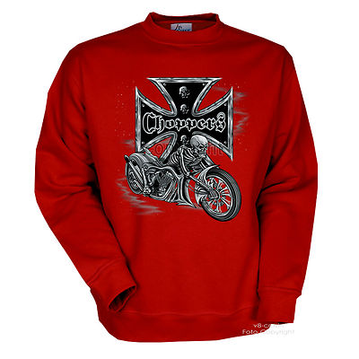 Biker Sweatshirt Customized MotorBike Chopper Rider Bikerstyle *4005 rot
