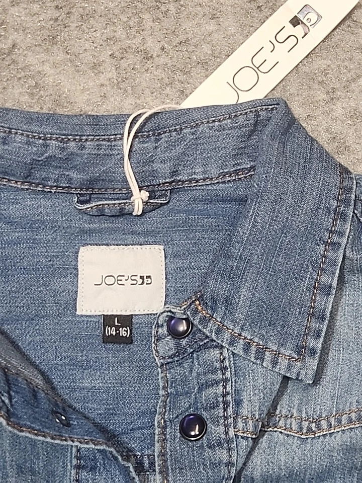 Camisa vaquera Joes Jeans juvenil grande 15-16 niños desgastada raglán a rayas Foto 2 de 4