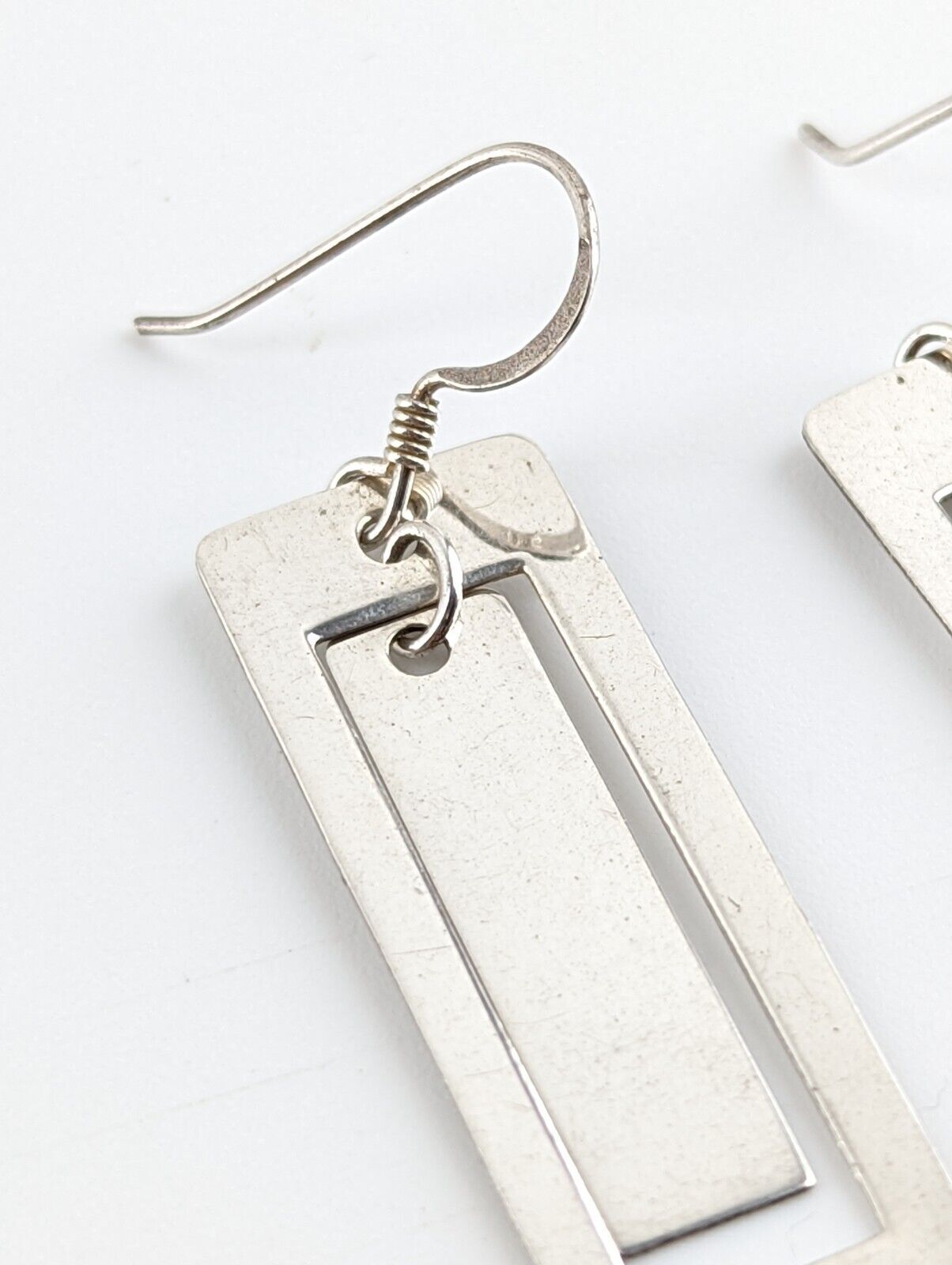 Vintage Sterling Silver Double Rectangular Dangle… - image 2