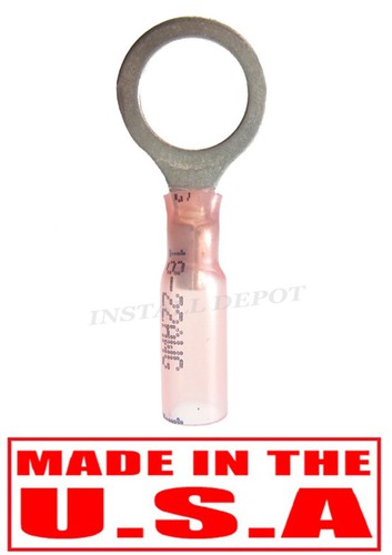 25 pcs 3M RED HEAT SHRINK RING TERMINALS MARINE WIRE CONNECTORS 3/8" STUD EYE - Picture 3 of 4