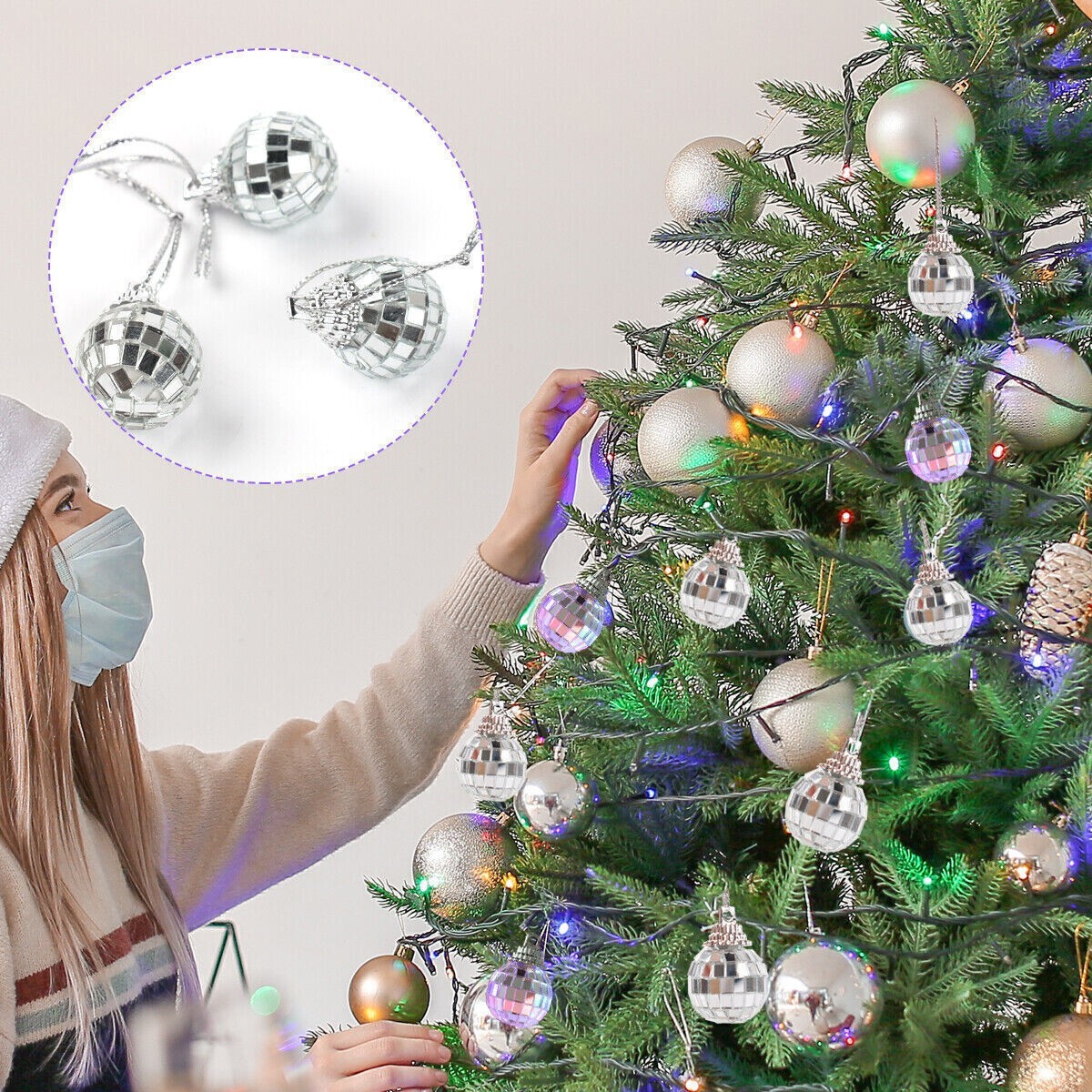 12pcs 2cm Disco Mirror Ball Baubles Xmas Home Party Stage Bar Decor