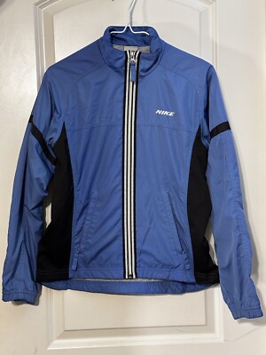 Nike Y2K Silver Tab Women s Windbreaker Light Blue Black Full Zip Jacket Small
