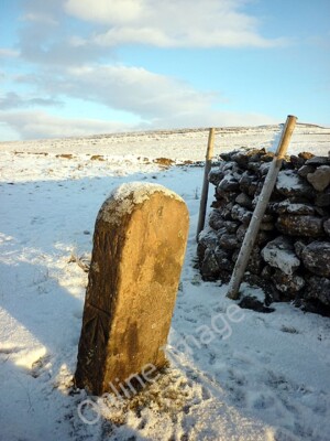 Photo 6x4 Boundary stone with bench mark, Orton Scar Orton/NY6208 The Be c2010