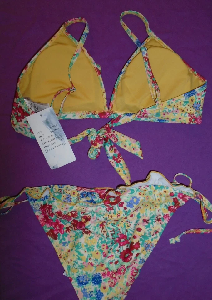 Conjunto de bikini con volantes florales Warehouse talla 12 y calzoncillos con corbata talla 10 etiquetas nuevas nuevo con etiquetas Foto 2 de 3