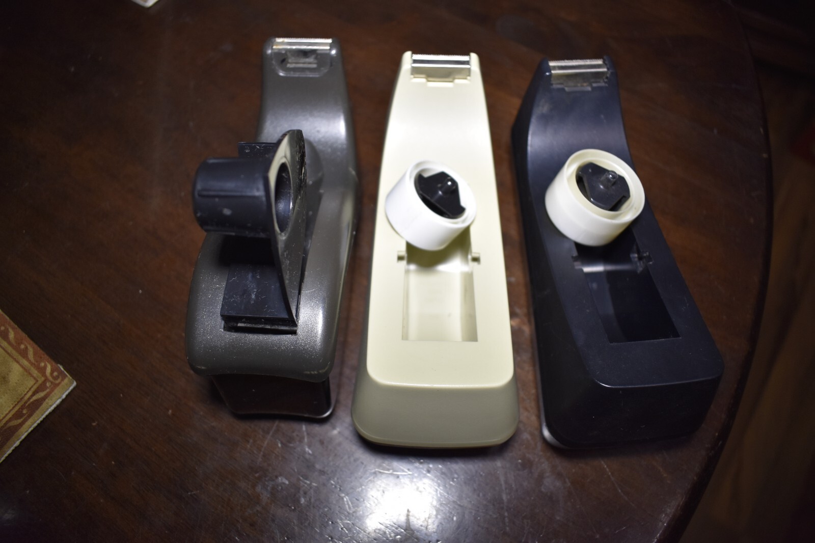 3 Vintage Scotch Weighted Desk Tape Dispensers Scotch C38 C60 Black Grey Beige