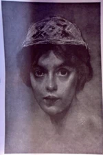 1901 origin. litho Herbert James Draper Study women's portrait art nouveau secession