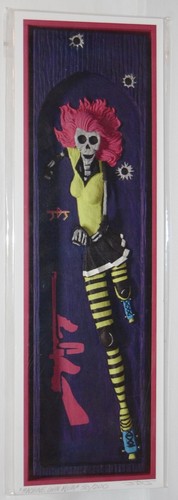 JOHN DE JESUS PRINT Molly Dia De Los Muertos Sugar Skull 50/200 Roller Derby - Picture 2 of 5