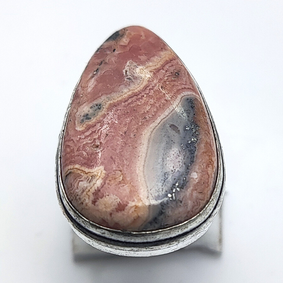 Pyrite in Rhodochrosite 925 Silver Plated Ring US 9.5 Trendy Jewelry JW