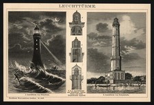 Druk 1896 - Latarnia morska Świnoujście Wollin + Eddystone Latarnia morska Devon Kornwalia