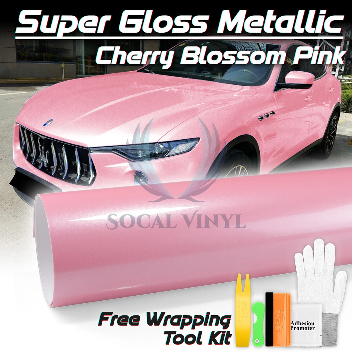 Premium Super Gloss Metallic Cherry Blossom Pink Vinyl Car Wrap Sticker Decal