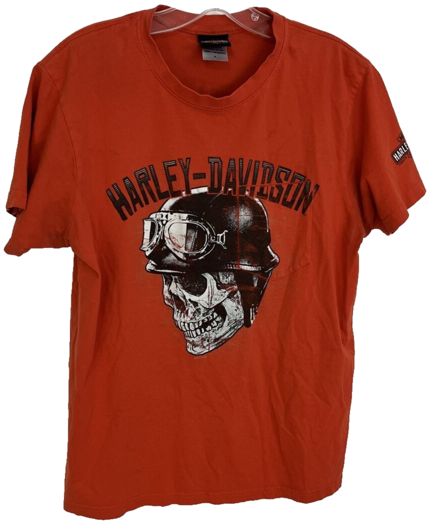 harley-davidson bone tシャツ ボーン　骨　スカル Harley Davidson Skeleton T-Shirt Mens Small Cocoa Beach FL Orange