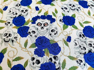 100 Cotton Fabric Day Of The Dead Toxic Skulls Blue Roses Flowers 150cms Wide Ebay 100 Cotton Fabric Day Of The Dead Toxic Skulls Blue Roses Flowers 150cms Wide Ebay
