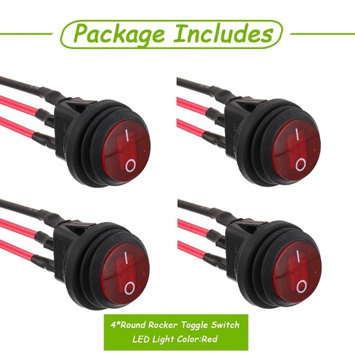 4 Stück 12V 20A wasserdichter runder Kippschalter mit Licht Wippschalter 3 po... - Bild 12 von 12