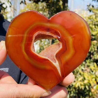 229g  Natural and beautiful agate crystal cave heart piece gem specimen Healing