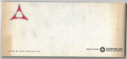 Original 1965 DODGE DART Owners Manual, Vintage, 39 pages, 81-270-5285 - Picture 8 of 8