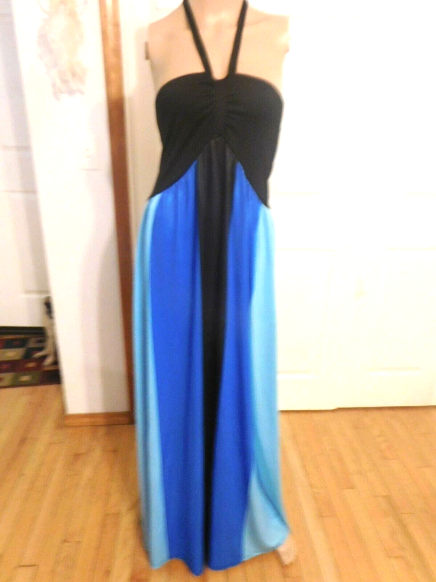 New Blue Color Block Empire Waist Halter Neck Multi-Color Polyester Dress  3XL | eBay