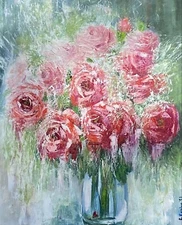 Original Oil Painting Roses Handmade Flowers Floral Still Life Contemporary Art
