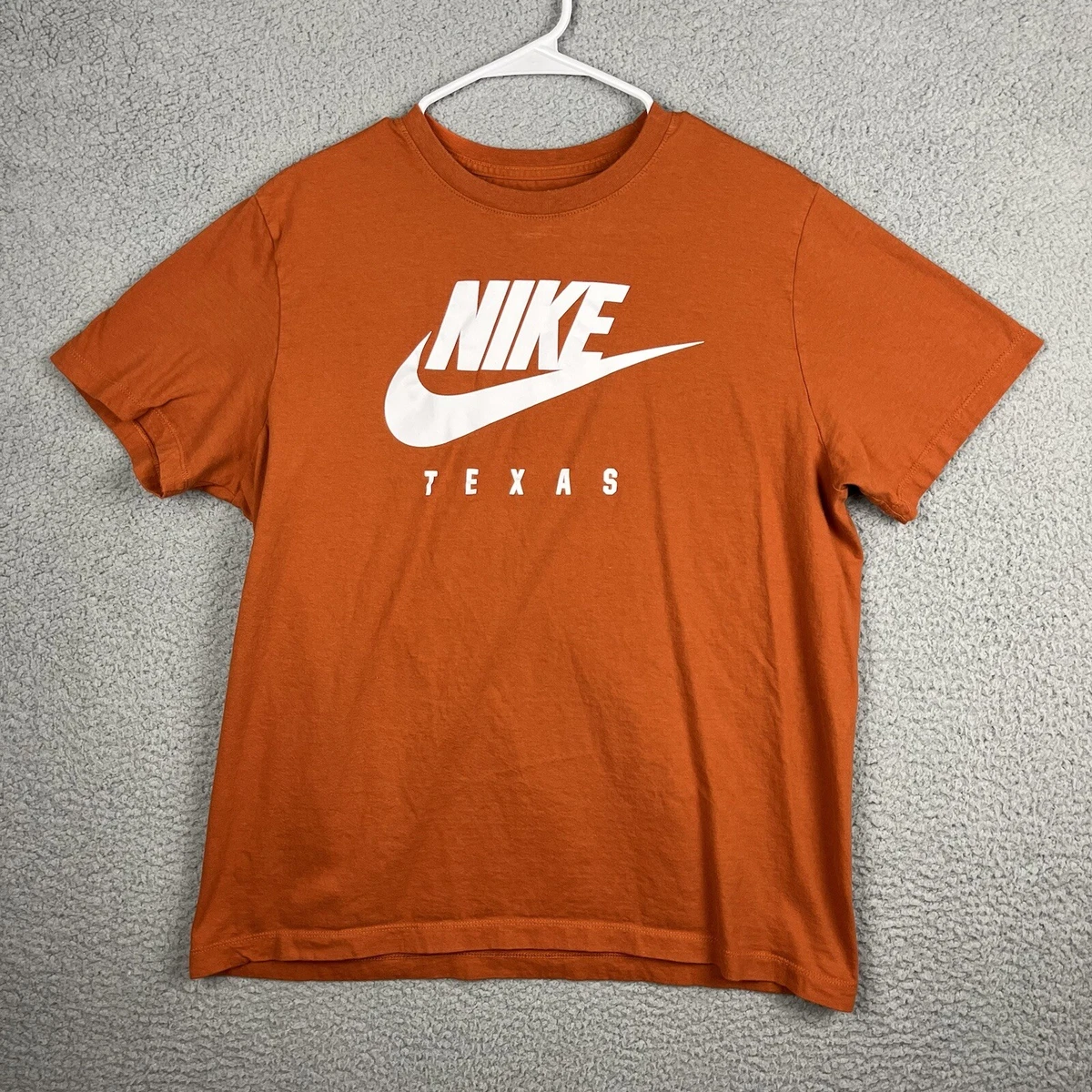 Nike Tee Shirt Womens Large Burnt Orange White Logo Swoosh Texas Cotton  Athletic