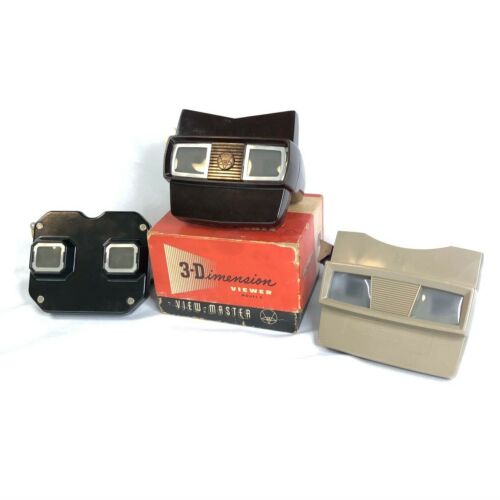 Lot of THREE Vintage 1950s+ Sawyers View-Master Viewers Bakelite Plastic w/ Box! - Picture 1 of 12