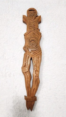 Crucifijo tallado vintage Corpus Christ cruz 19-20 arte popular de barril de vino - Imagen 2 de 24