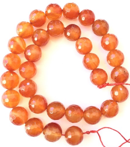 12mm Amazing Faceted Carnelian Agate Round Gemstone Beads Stone-Jewelry Making - Picture 2 of 4