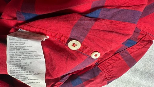 Abercrombie & Fitch Muscle Hombre’s XL Camisa Manga Larga Rojo Azul Cuadros Bolsillo Vint - Imagen 4 de 7
