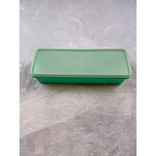 Tupperware Vintage Green Rectangular Food Storage Container with Lid Made in USA