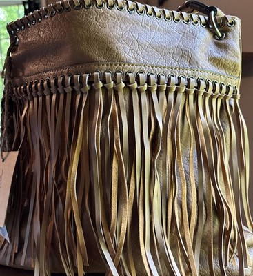 Ampere Light Brown Fringe Crossbody