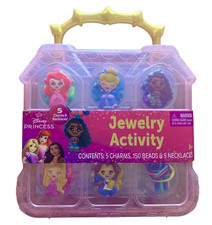 NEW KIDS DISNEY PRINCESS JEWELRY ACTIVITY SET-5CHARMS, 155 BEADS  5 NECKLACES