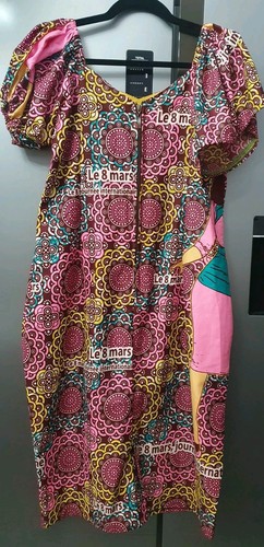 Womens African Ankara Midi Dress Size L UK14 Tribal One Shoulder Asymmetric Gown - Picture 10 of 18