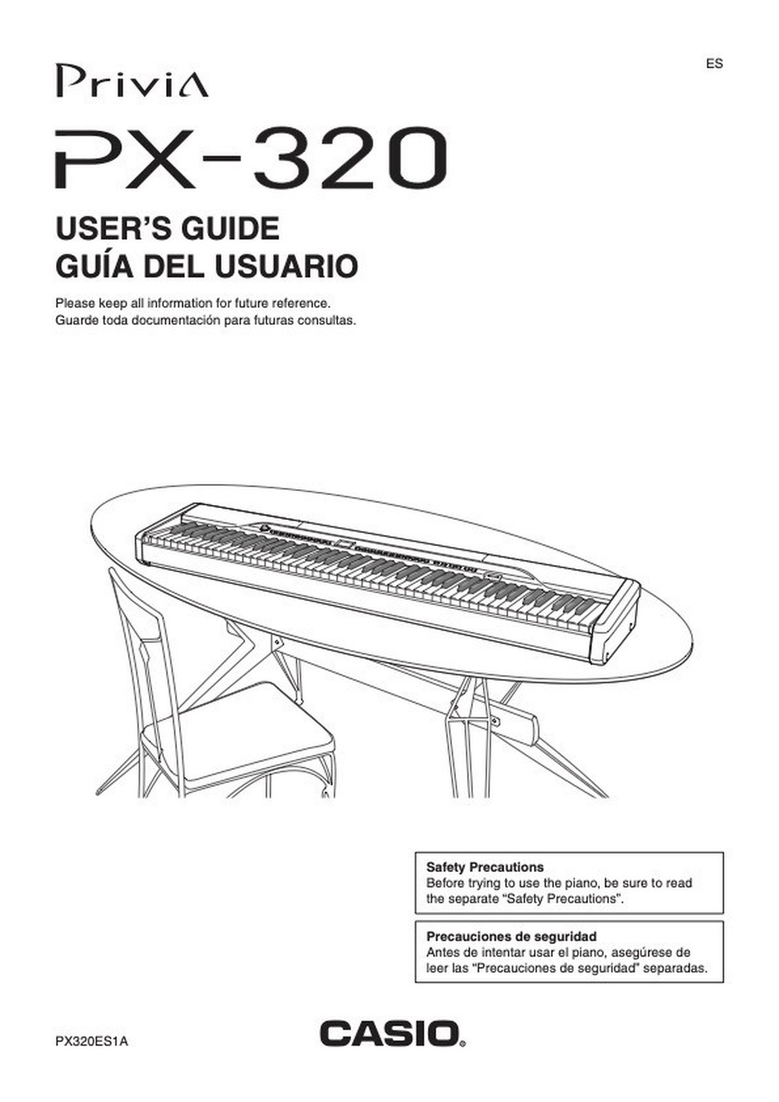 Manuale utente e istruzioni per tastiera pianoforte digitale Casio Privia -Modello PX-320