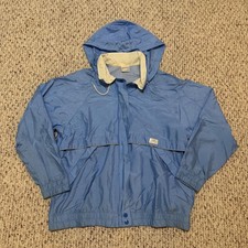 Vintage 80s 90s Nike Windbreaker Jacket Women Medium Blue Full Zip Hooded Mesh