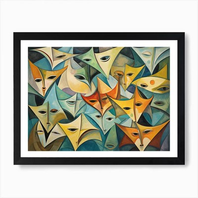 Hunzinator Schule der Stachelrochen Kunst Gerahmtes Wandbild Poster Leinwanddruck Bild