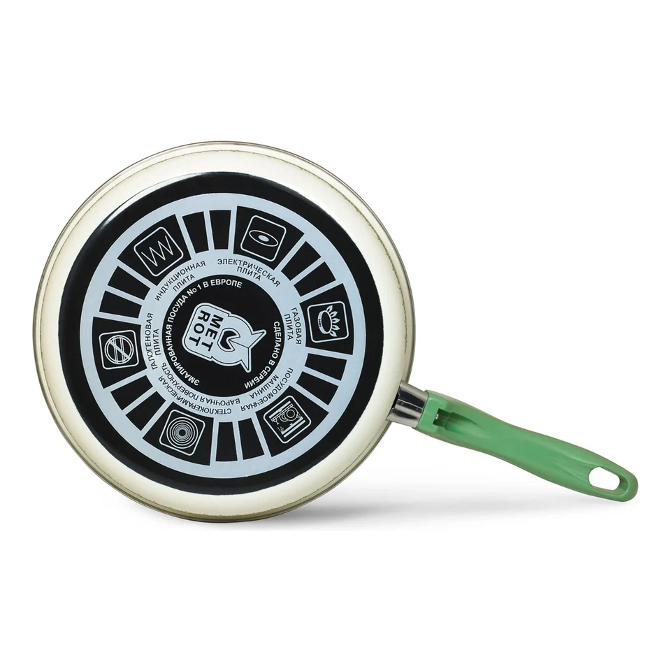 9.5" Metalac Olives Non-Stick Enamel Deep Saute Pan w/ Glass Lid Enamel Skillet - Image 3 of 4