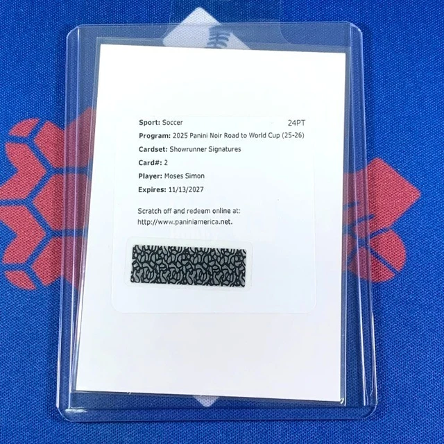 2025-26 Noir Road to World Cup Showrunner Signatures /99 Moses Simon
