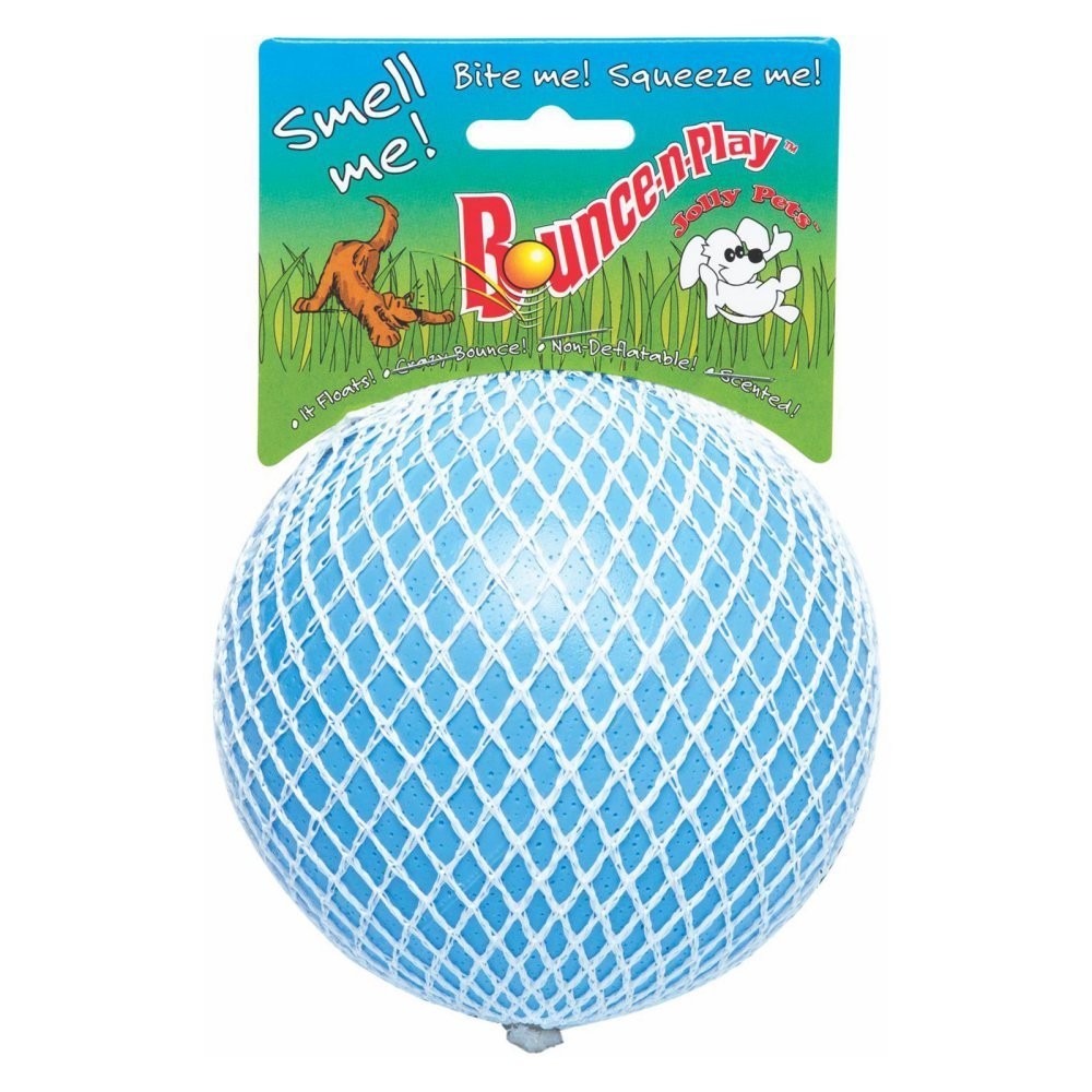 Jolly Pet Bounce-N-Play Ball Blue 4.5 inch  Berry Scented Ru