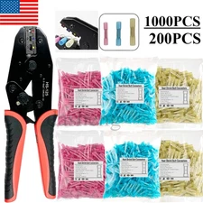 500/1000PCS Heat Shrink Butt Wire Splice Connectors Crimp Terminals 22-10AWG Kit