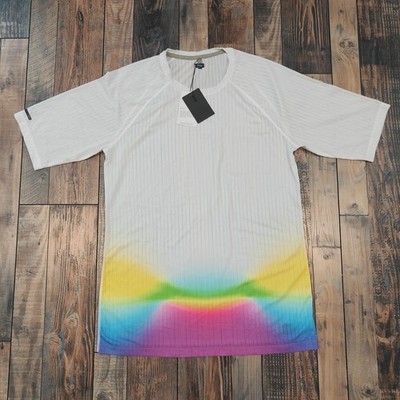 Soar Running Race T Shirt White/Rainbow Mens XL 